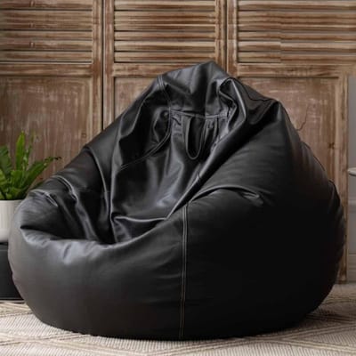 Zitzakhoes - Poef hoes - Comfortabel Zitten - Milieuvriendelijk Leer - 26 m Diameter - Zwart