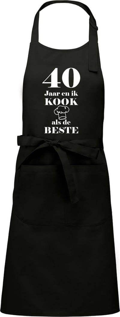 Mijncadeautje - Luxe schort - 40 jaar - en ik kook als de beste - zwart