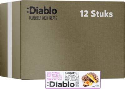 Diablo | No Added Sugar | Caramel, Peanuts & Milk Chocolate Cookies | 12 Stuks | 12 x 100 gram