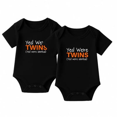 Romper Tweeling Baby – Yes! We’re Twins – Zwart – Korte mouw – Maat 62/68