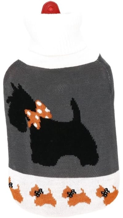 Cosy & Trendy kruik - grijs/wit - 2L - warmwaterkruik - met hoes - winter - hondenprint
