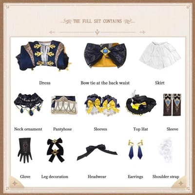Anime Cosplay impact Navia cosplay jurk uniform kostuum pruik set Halloween feestoutfit voor dames jurken M