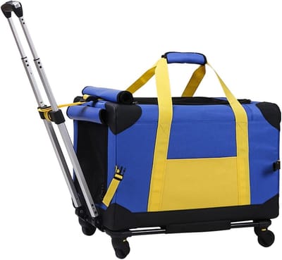 Huisdierenbuggy - Hondenkar Kattenwagen - Comfortabel Reizen - Verstelbaar Handvat - 15 kg - Geel