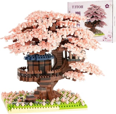 Micro Bouwset met 2151 Onderdelen – Japanse Kersenbloesem Huis Model met LED, Creatief Ontspanningsspeelgoed voor Volwassenen en Kinderen