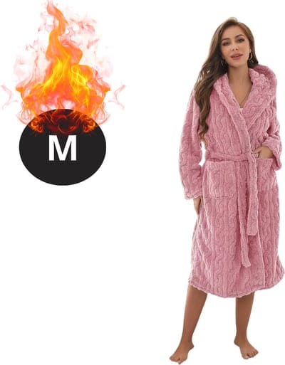 Bovista Badjas Dames - Fleece - Katoen - Badstof - Sauna - Hamam - Wafel - Bathrobe - Duster - Ochtendjas - Kimono - Spa - Roze M