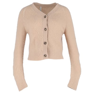Acne Studios Boxy V-hals Cardigan in Beige Nylon