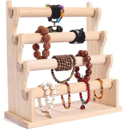 Vierlaags Houten Armband Display voor Sieraden, Ideaal voor Retail en Kralen, Perfecte Presentatie voor Horloges en Accessoires