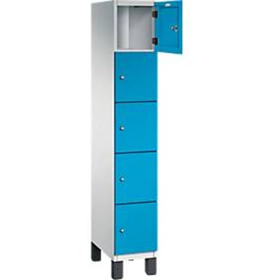 C+P Cambio lockerkast, 1 vak, 5 vakken, op poten, B 300 x D 525 x H 1980 mm, lichtgrijs/lichtblauw