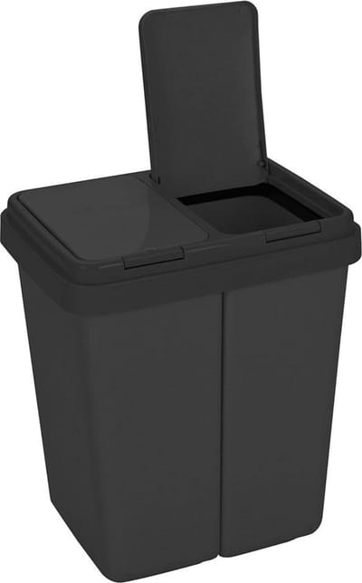 Luxe Prullenbak Afvalscheiding - Prullenbak 25 Liter - Duo Prullenbak 2 Vakken - Zwart