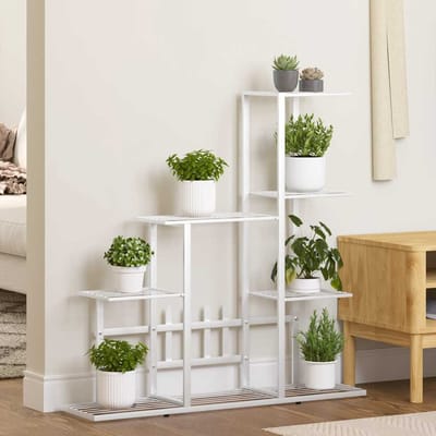 vidaXL - Bloemenstandaard - 94,5x25x88 - cm - metaal - wit