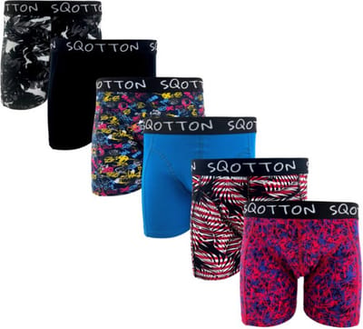 Heren boxershorts - SQOTTON® - 6 stuks - Criss Cross/Jungle XL