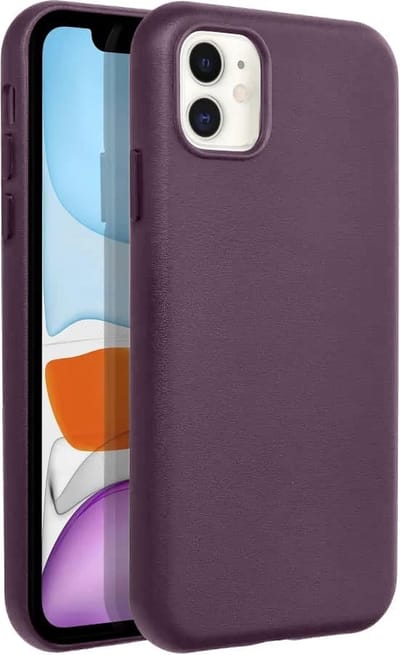 Casify Leren Hoesje geschikt voor MagSafe iPhone 11 Hoesje - Donkerpaars
