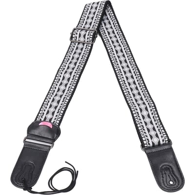 Etnische Gitaarband 2 Inch Verbreding Verstelbare Lengte Leer Katoen Gitaarband met Plectrumhouder Type 1