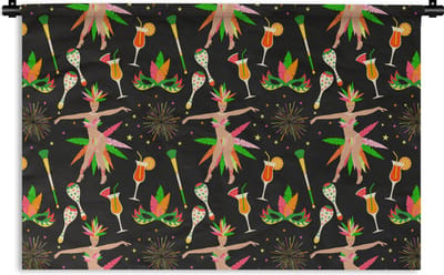 Wandkleed - Wanddoek - Brazilië - Carnaval - Patroon - 90x60 cm - Wandtapijt