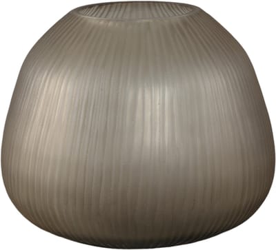 PTMD Marria Brown Glass Vase Handcut Ribbed Round S