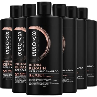 Syoss Keratin - Shampoo - Haarverzorging - Sterker en Gezonder Haar - Broos and Breekbaar Haar - Voordeelverpakking - 6x440ml