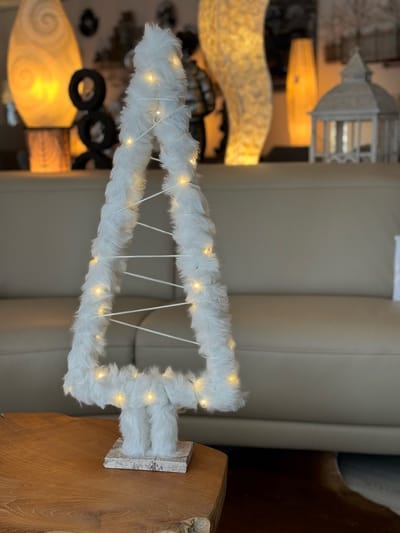 Fluffy kerstboom sneeuw met licht 51 cm hoog - kerststuk - kerstboompje - LED verlichting - interieurdecoratie - interieurfiguur - handgemaakt - kerstdecoratie - op batterij - kerst - nieuwjaar - geschenk - gift