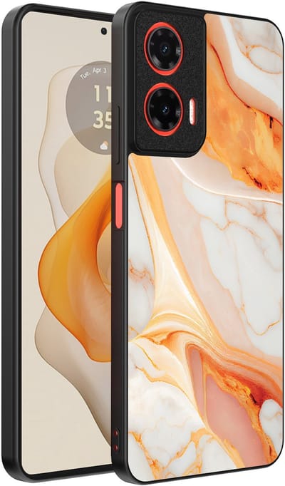 Smartphonica Telefoonhoesje Geschikt voor Motorola Moto G Stylus 2024 met marmer opdruk - TPU backcover case marble design - Oranje geschikt voor Motorola Moto G Stylus 2024