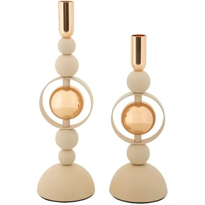 Kandelaar Saturn Cream Set 2 Pcs Ø 10×27 cm