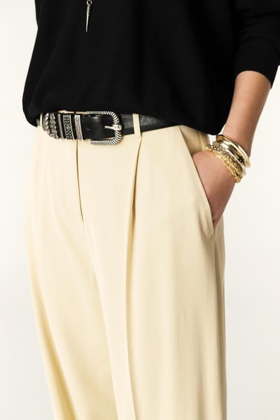 BA&SH Wide Trousers Vanille Maat: 38 | Pantalons Outlet | Dames | Beige