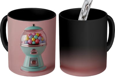 Magische Mok - Foto op Warmte Mokken - Koffiemok - Kauwgom - Retro - Snoep - Roze - Magic Mok - Beker - 350 ML - Theemok
