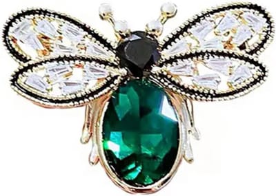 Borasi Groen Bij Broche | Groen Met Zwart Zirkonia Stenen | RVS | Hoogwaardig Roestvrij Staal | Bruiloft | Cadeau Voor Haar | Moederdag Cadeau | Broches | Dames Broche | Dames Sieraden | Vrouwen Sieraden | Elegante Look |