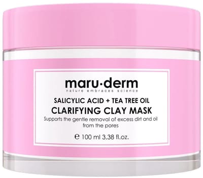 Maru.derm Kleimasker - Reinigend, Zuiverend en Exfoliërend Masker met Salicylzuur + Tea Tree Olie Zuiverende Clay Mask Tegen Mee-Eters en Acne, Poriën reiniger, Blackhead, 100 ML Veganistisch