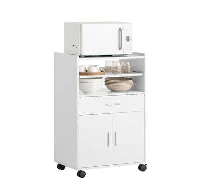 Magnetronkast - Keukenkast - Keukenrek Staand - Ovenkast - 59x92x40cm - Organizers - Dubbele Draagplank - Aanrecht Organiser - Wit