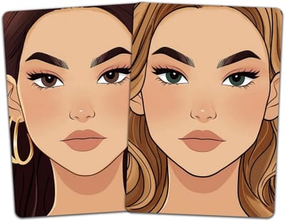 Make-up oefenplank - Gezichtsjabloon - Make-up oefenen - Herbruikbaar materiaal - A4 formaat - Bruin haar model