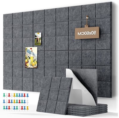 Grote Vilt Bord Tegels met 30 Pins, 30x30cm Set van 6, Zelfklevende Muurtegels voor Foto's, Memos en Notities in Thuis en Kantoor