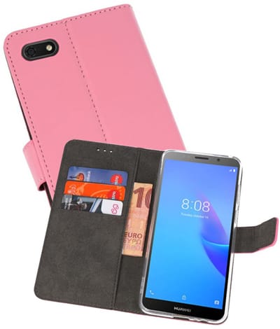Booktype Telefoonhoesjes - Bookcase Hoesje - Wallet Case - Geschikt voor Huawei Y5 Lite 2018 - Roze