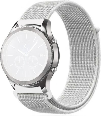 Nylon bandje - geschikt voor Samsung Galaxy Watch 7 / Watch FE / Watch 6 / Watch 6 Classic / Watch 5 / Watch 5 Pro / Watch 4 / Watch 4 Classic / Watch 3 41 mm / Active / Active 2 / Watch 42 mm - gebroken wit