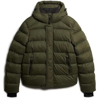 Superdry Onze Sport-pufferjas van Microvezel met Capuchon Khaki Grootte: M