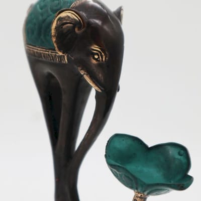 Grote kunst olifant kaars / wierookhouder