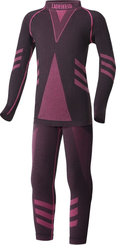 Ladeheid Set Thermobroek en Thermoshirt - Thermo ondergoed - Kinderen - Meisje - Jongen - Thermokleding - Zwart/Roze - 158-164 - LA-LA40-KIDS-Set