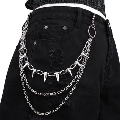 Hip Hop Punk Rock Metal Broeken Tailleketting Mannen Vrouwen Sleutelhanger Broekketting Portemonnee Sleutelhanger Jeans Unisex Hip-Hop Sieraden Cadeau gray