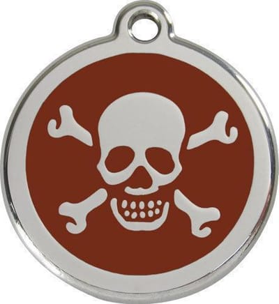 Red Dingo Hondenpenning 38 mm doodshoofd bruin