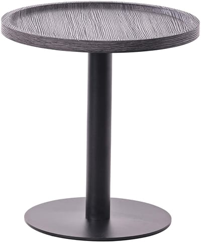 CLP Aspen bijzettafel - rond - salontafel - houten blad - mat zwart metalen onderstel - grijs