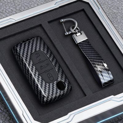 2 3 Knops Sleuteletui Cover Voor Citroen C-Crosser C3 C4 Picasso Berlingo Hoesje Voor Peugeot Partner Tepee 207 307 308 407 Sleutelhanger black