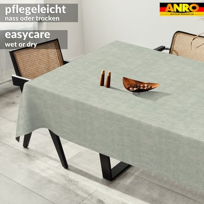 ANRO Tafelkleed Effen linnenlook Blauw 240x140cm Rechte rand Afwasbaar Waterafstotend