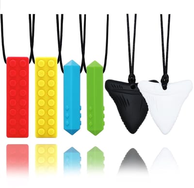 OUYLAF kouwketting voor kinderen - Bijtketting Kauwketting - bijtketting meisjes - bijtketting jongen - kauwsieraad - bijtketting autisme - 6 -delige - voor jongens en meisjes met autisme, ADHD, sensorische verwerkingsstoornis (SPD)