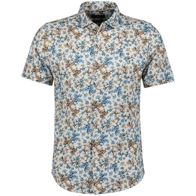 Ragman Overhemd Soft Knit Jersey Floral Easy Care Beige-Multi / male