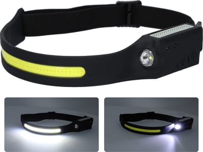 Hoofdlamp LED - Hoofdlampje - Lamp met hoofdband - Compact formaat - Verschillende licht standen - Licht vanuit alle kanten -Zwart