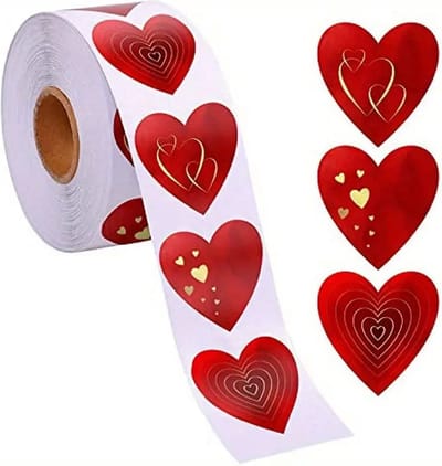 DW4Trading Stickerrol Gekleurde Hartjes - Sluitstickers - Ø 2,6 cm - 500 Stuks