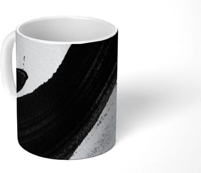 Mok - Koffiemok - Zwart - Abstract - Design - Mokken - 350 ML - Beker - Koffiemokken - Theemok