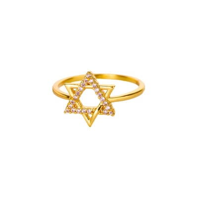 VANDAAG VERZONDEN - Ring - Davidster - Goud Gouden Diamant - Christelijk - Joods - Israel Jeruzalem