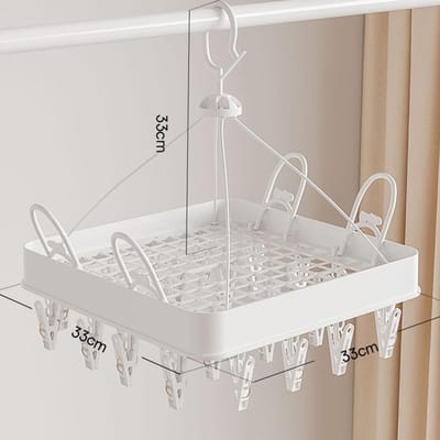 Opvouwbare Klem Kledinghanger Droogrek Multifunctionele Sokkenhanger voor het Drogen van Sokken Handdoek Ondergoed Baby Square 24 Clips 33x33x33cm