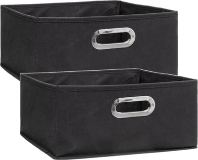 5Five Opbergmand/kastmand - Set van 2x stuks - donkergrijs - linnen - 14 liter - 31 x 31 x 15 cm - Opbergbox - Vakkenkast manden