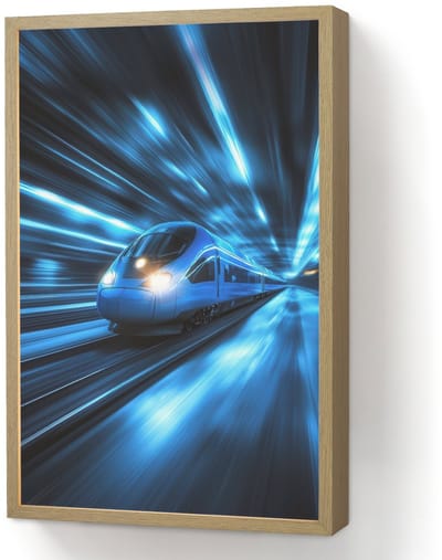 Wandlamp 40x60 cm - Oplaadbaar - Trein - Blauw - Neon - Wandlampen binnen woonkamer - Slaapkamer lamp - Decoratieve nachtlamp - Vloerlamp draadloos