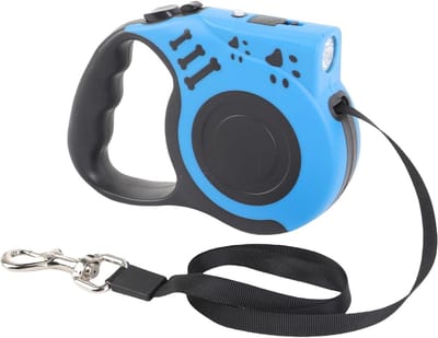 Hondentuig met LED-verlichting, één-knopsbediening, 5 meter oprolbaar polyester touw, 45 kg trekvermogen
